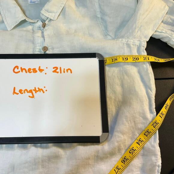 Sigrid Olsen Pale Green Linen Roll Tab Sleeve Tunic Size M - Picture 6 of 7